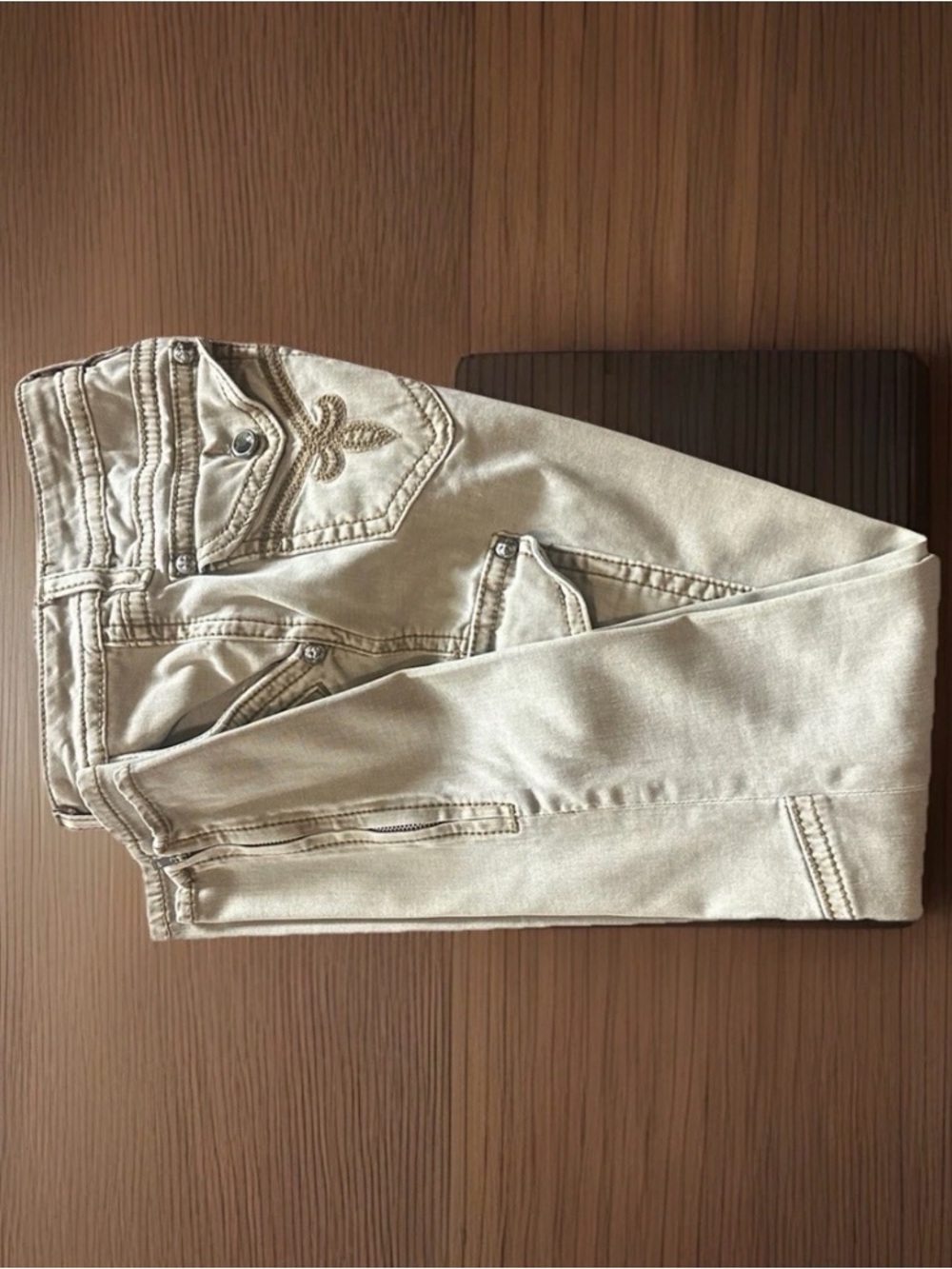 Rock Revival Cargo Khaki Pants Women Size 29 Skinny Stretch Embroidered